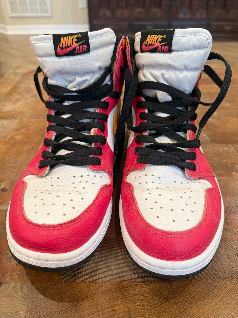 Nike Air Jordan High OG Light Fusion Red High-Top Sneakers - White, Red & Black